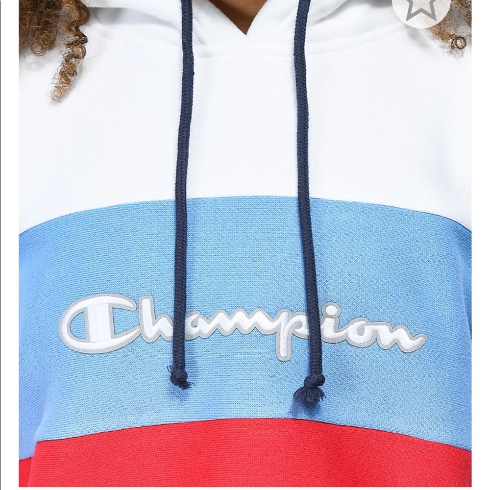 Champion reverse weave red white &blue crop hoodie - Picture 5 of 11
